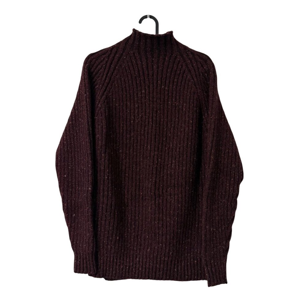 Dunhill Burgundy Cashmere Wool Heavyweight Mock Neck Ribbed Sweater Mens Small